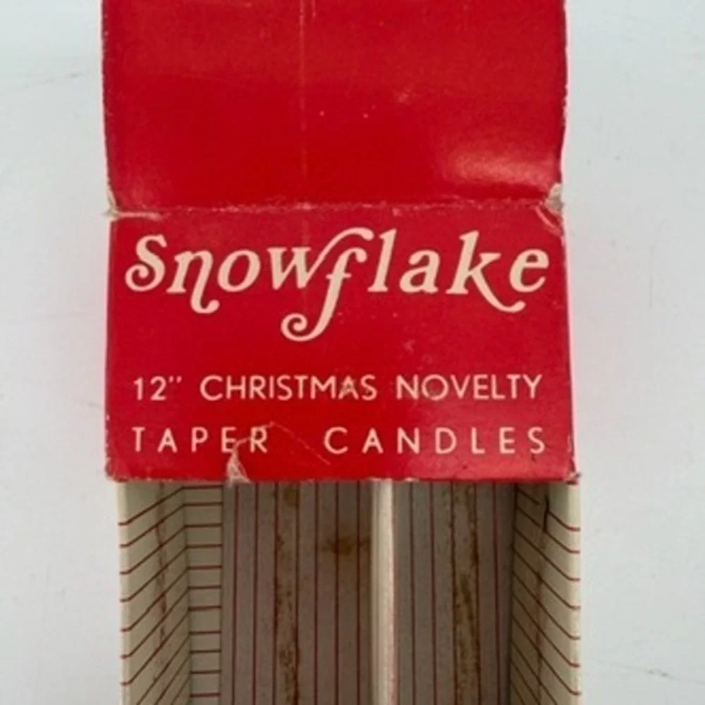 Vintage Snowflake 12 Inch Santa Claus Christmas Novelty Taper Candles Set of 2